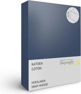 Sleepnight Hoeslaken - Katoen - (hoekhoogte 25 cm ) bleu marine - B 180 x L 200 cm - Lits-jumeaux - Geschikt voor Standaard Matras - 517271-B 180 x L 200 cm