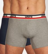 Levi's - Brief Boxershorts 2-Pack Navy Grijs - Heren - Maat M - Body-fit