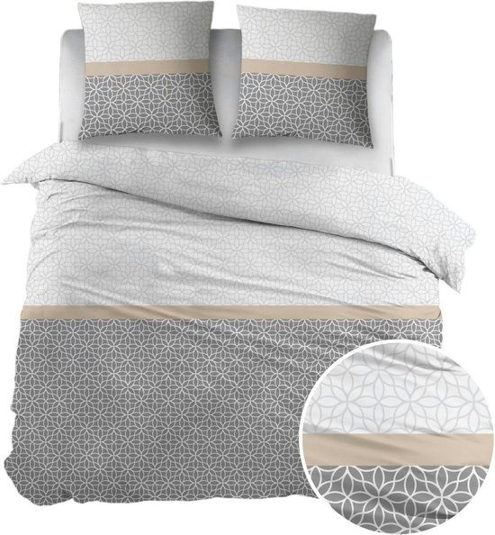 Sleepnight - Flanel Grey Taupe Gestreept - LP003652 - B 140 x L 200 cm/B 140 x L 220 cm - 1-persoons -