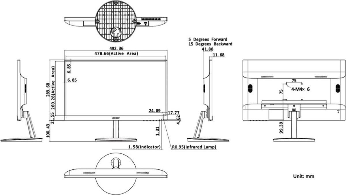 DS-D5022FN-C - Monitor 22 inch 24/7 voor live view