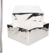 1x Rollen inpakpapier / cadeaufolie metallic zilver 200 x 70 cm - kadofolie / cadeaupapier