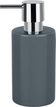 Spirella zeeppompje/dispenser Sienna - glans donkergrijs - porselein - 16 x 7 cm - 300 ml - badkamer/toilet/keuken