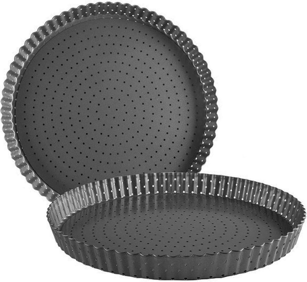 Taartvorm met hefbodem en microgaatjes - Quichevorm - Taartbodemvorm - Krimpbakvorm voor taarten - Koolstofstaal - Antiaanbaklaag - Diameter 22 cm