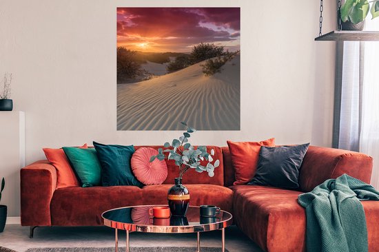 Poster Coucher de soleil sur la plage hollandaise - 100x100 cm XXL