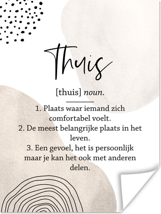 Poster Thuis - Geluk - Quote - 90x120 cm