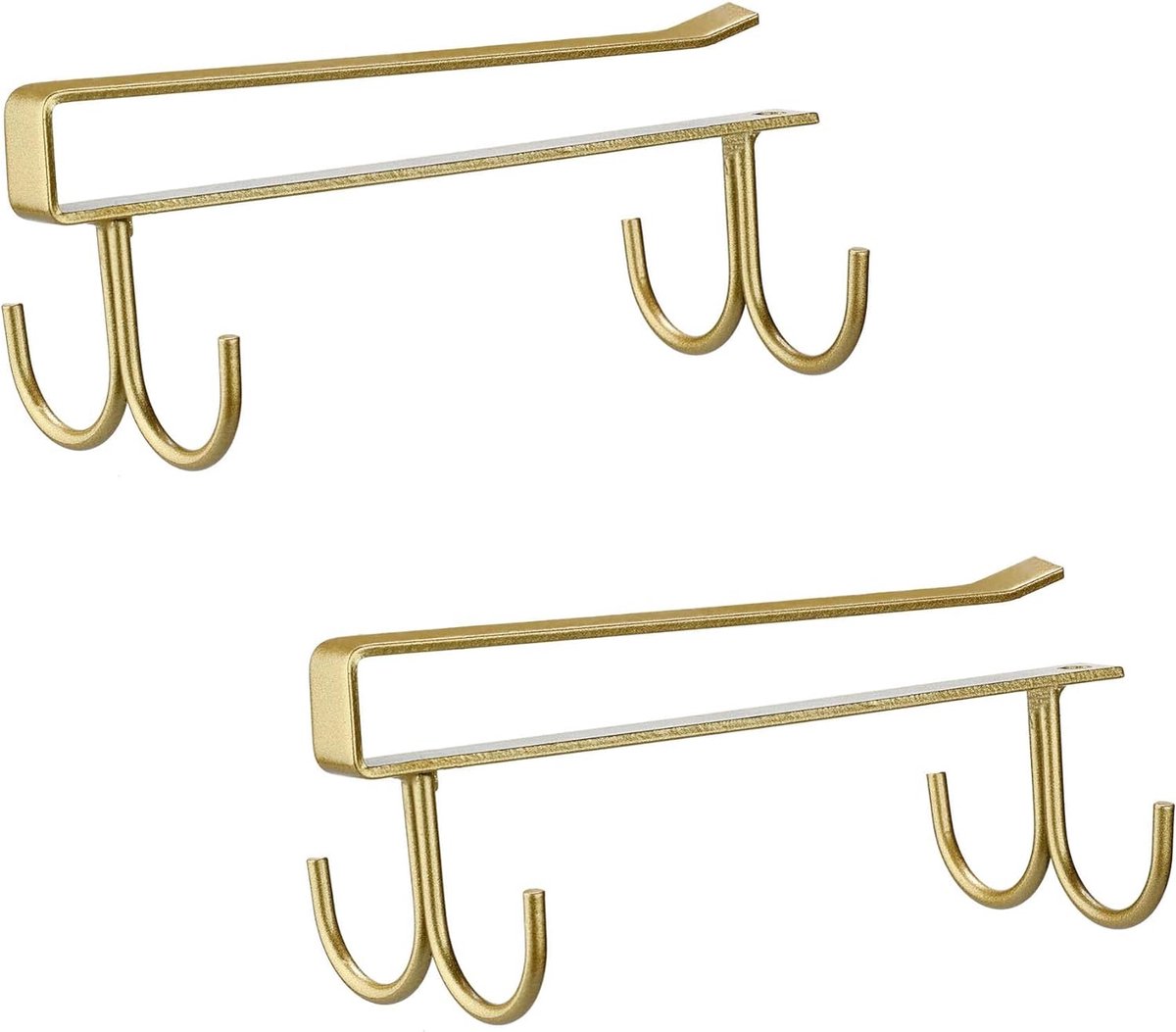 Kastinzet bekerhouder met 4 haken, opberghaken voor 4 kopjes, onderkast bekerhouder zonder boren, bekerhouder onder plank, bekerhanger keukengerei voor keuken
