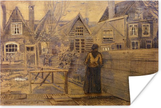 Poster Sien's moeders huis gezien vanuit de achtertuin - Vincent van Gogh - 30x20 cm