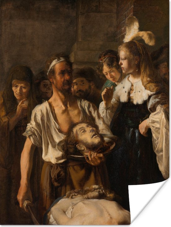 Poster Salome ontvangt het hoofd van Johannes de Doper - Rembrandt van Rijn - 90x120 cm
