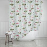 Casabueno - Rideau de Douche Étroit - 110x200 cm - Imperméable - Une Aile - Séchage Rapide - Anti Moisissure - Lavable & Durable - Flamingo