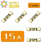 Colorful Sun® Keramische buis zekeringen - 5 stuks - 15 A 250 V - 25,4 x 6,3 mm patroon zekeringen - Huishoudelijke stekker zekering - Wereldstekker zekering - Fuse