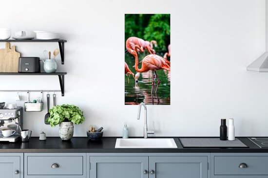 PosterMonkey - Poster - Cadre photo - Vogel - Water - Flamingo - Tropical - Animaux - 40x80 cm - Affiche sous cadre - Affiche flamant rose - Photo avec cadre - Affiche avec cadre