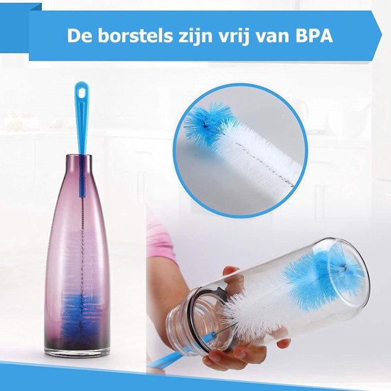 THRIVO Flessenborstel - Flessenrager - Schoonmaakborstel - Flessenreiniger - 5 stuks - Kras- en BPA vrij - Geschikt voor alle oppervlakken van Merkloos — afbeelding 2