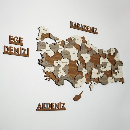 IWA Concept - 3D Houten Turkije kaart - Wanddecoratie Turkije kaart - Wanddecoratie - Cadeau - Verjaardagscadeau - Housewarming cadeau - Cadeau voor man - Cadeau voor vrouw - 75*33 cm