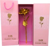 Moederdag - Gouden Roos - Gouden Roos In Luxe Giftbox - 24k - Roos - Goud - Eeuwige Liefde - Kunstbloem - Met Certificaat - Giftbox Roze - Met Luxe Geschenkdoos - Cadeau Voor Haar