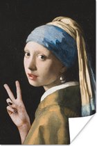 Poster Meisje met de parel - Johannes Vermeer - Peace - 80x120 cm