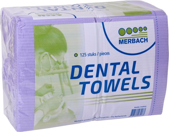 Voordeelverpakking 3 X Merbach dental towel paars, 4 x 125 stuks