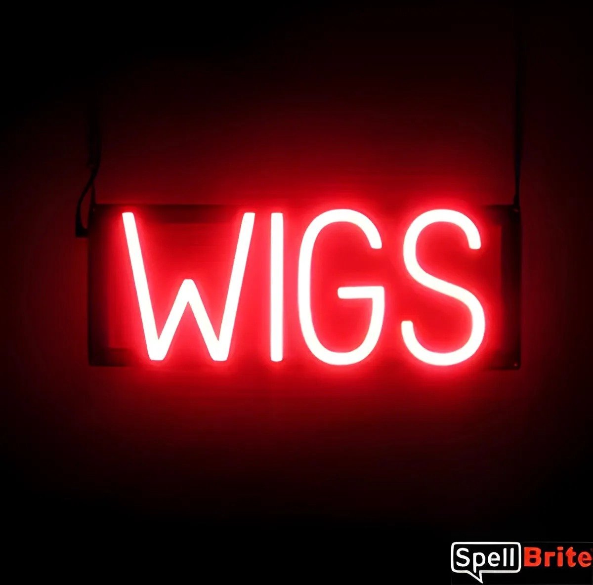 WIGS - Lichtreclame Neon LED bord verlicht | SpellBrite | 42 x 16 cm | 6 Dimstanden - 8 Lichtanimaties | Reclamebord neon verlichting