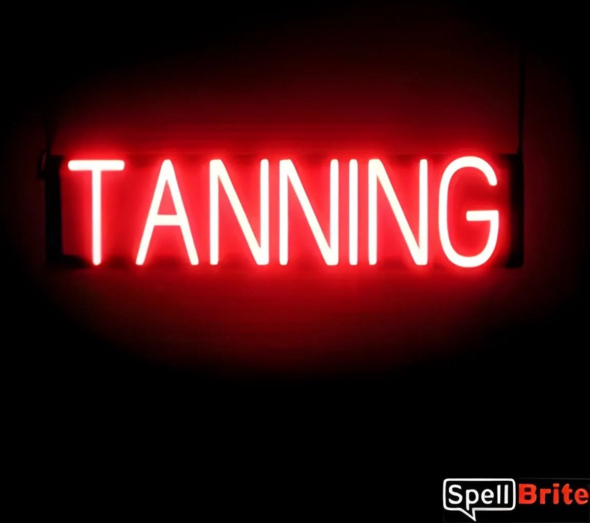 TANNING - Lichtreclame Neon LED bord verlicht | SpellBrite | x cm | 6 Dimstanden - 8 Lichtanimaties | Reclamebord neon verlichting