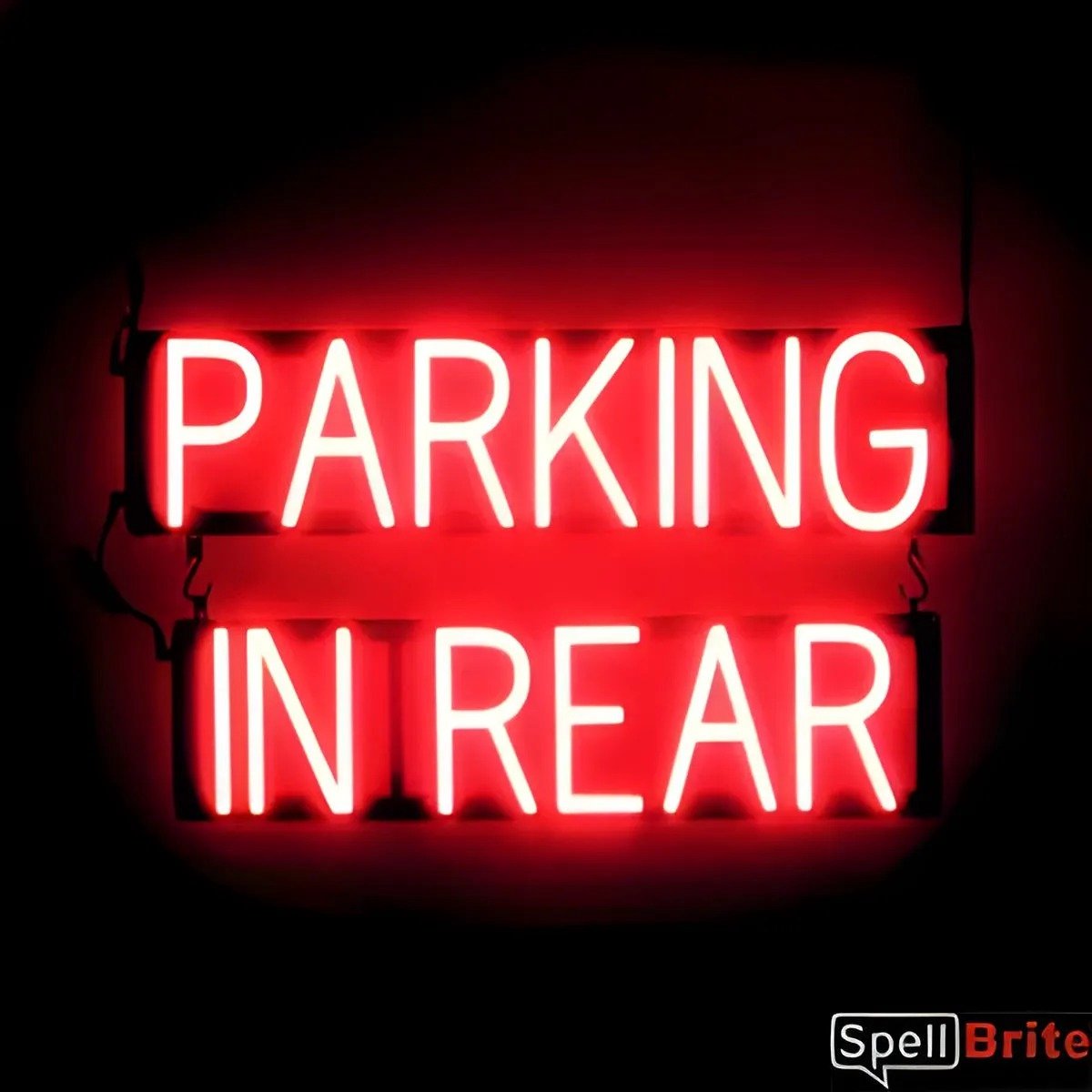 PARKING IN REAR - Lichtreclame Neon LED bord verlicht | SpellBrite | 66 x 38 cm | 6 Dimstanden - 8 Lichtanimaties | Reclamebord neon verlichting