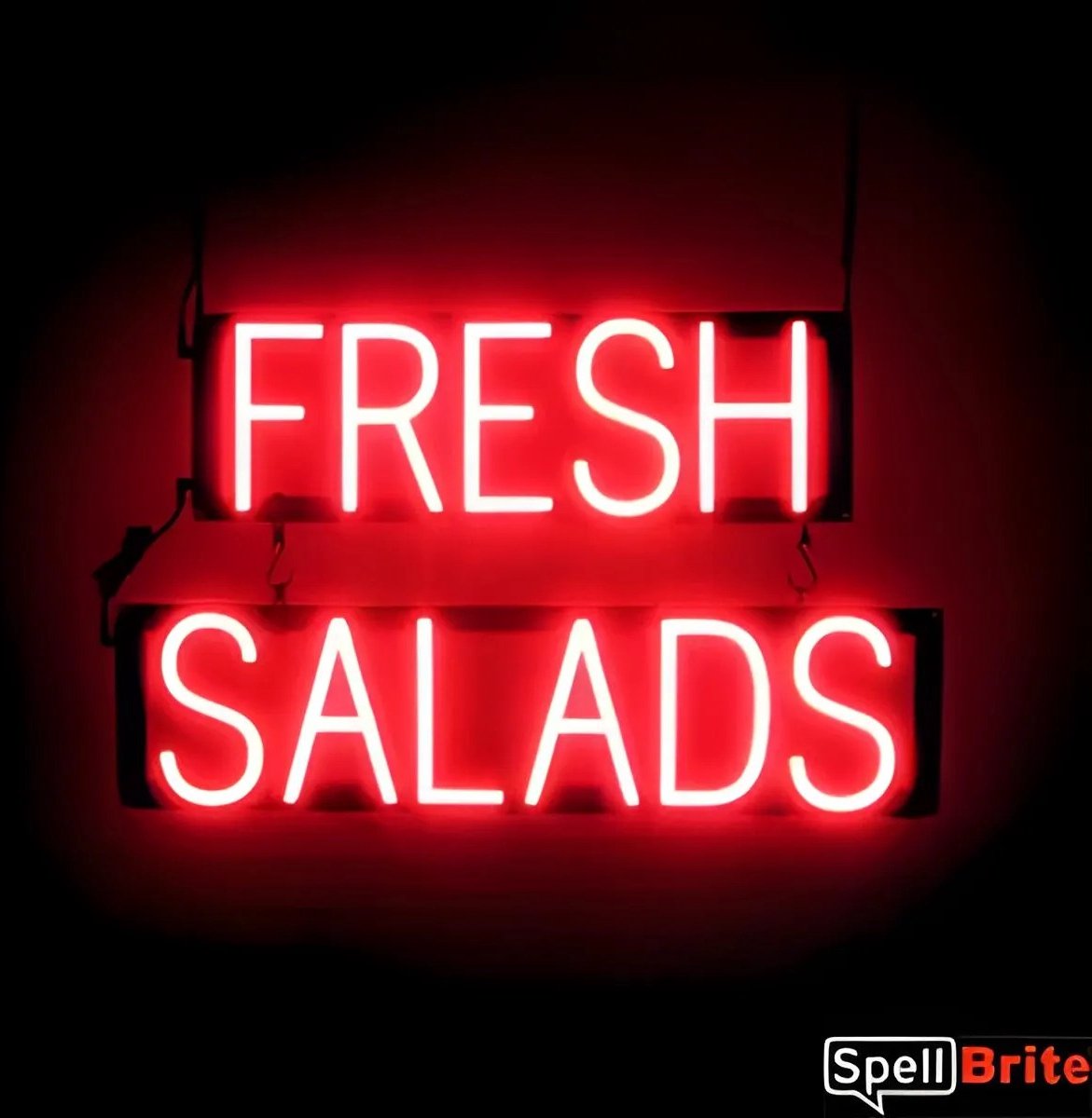 FRESH SALADS - Lichtreclame Neon LED bord verlicht | SpellBrite | 61 x 38 cm | 6 Dimstanden - 8 Lichtanimaties | Reclamebord neon verlichting