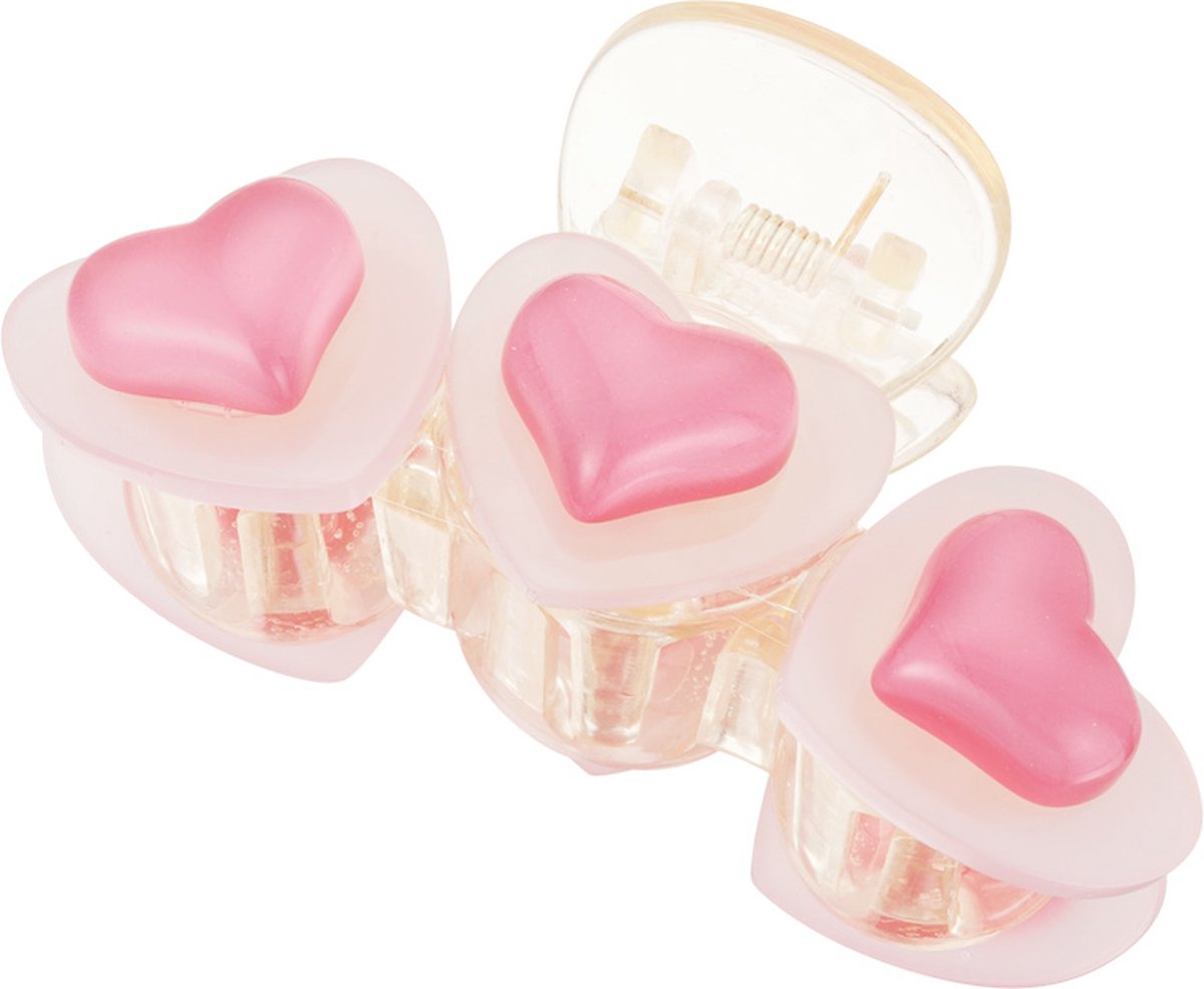 Haarclip roze hartjes trio