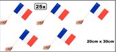 25x Drapeaux ondulant sur bâton France 20cm x 30cm - Drapeaux ondulant Championnat d'Europe Coupe du Monde soirée à thème festival de football à distribuer Français