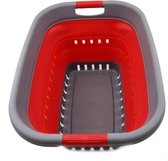 37L opvouwbare plastic wasmand - opvouwbare pop-up opslagcontainer/organizer - draagbare waskuip - ruimtebesparende mand/mand (1, grijs/rood)