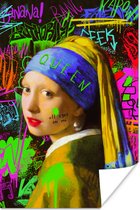 Poster Meisje met de parel - Johannes Vermeer - Neon - 20x30 cm