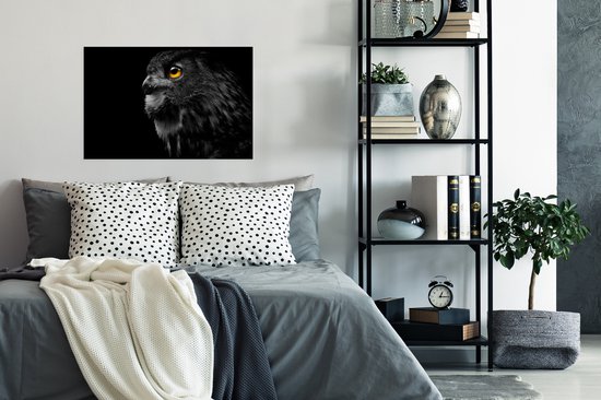 Affiche Chouette - Vogel - Zwart - Portrait - 60x40 cm