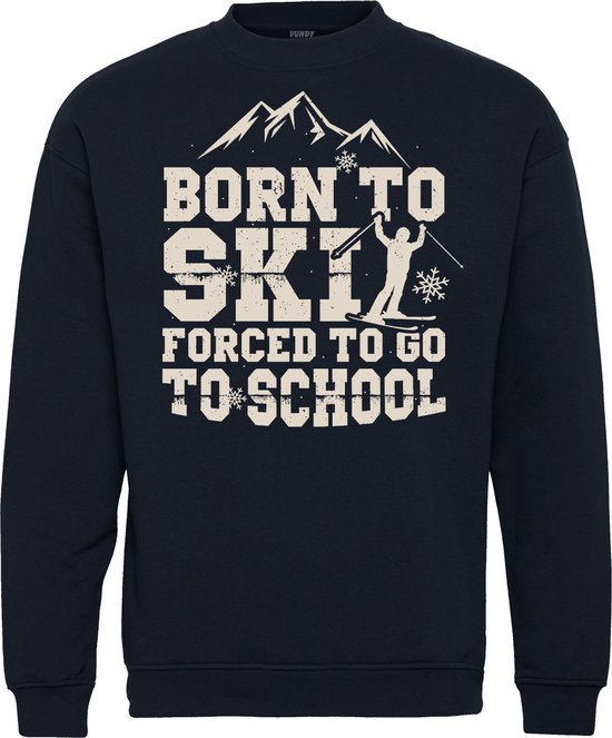 Sweater Born to Ski | Apres Ski Verkleedkleren | Fout Skipak | Apres Ski Outfit | Navy | maat 140/152
