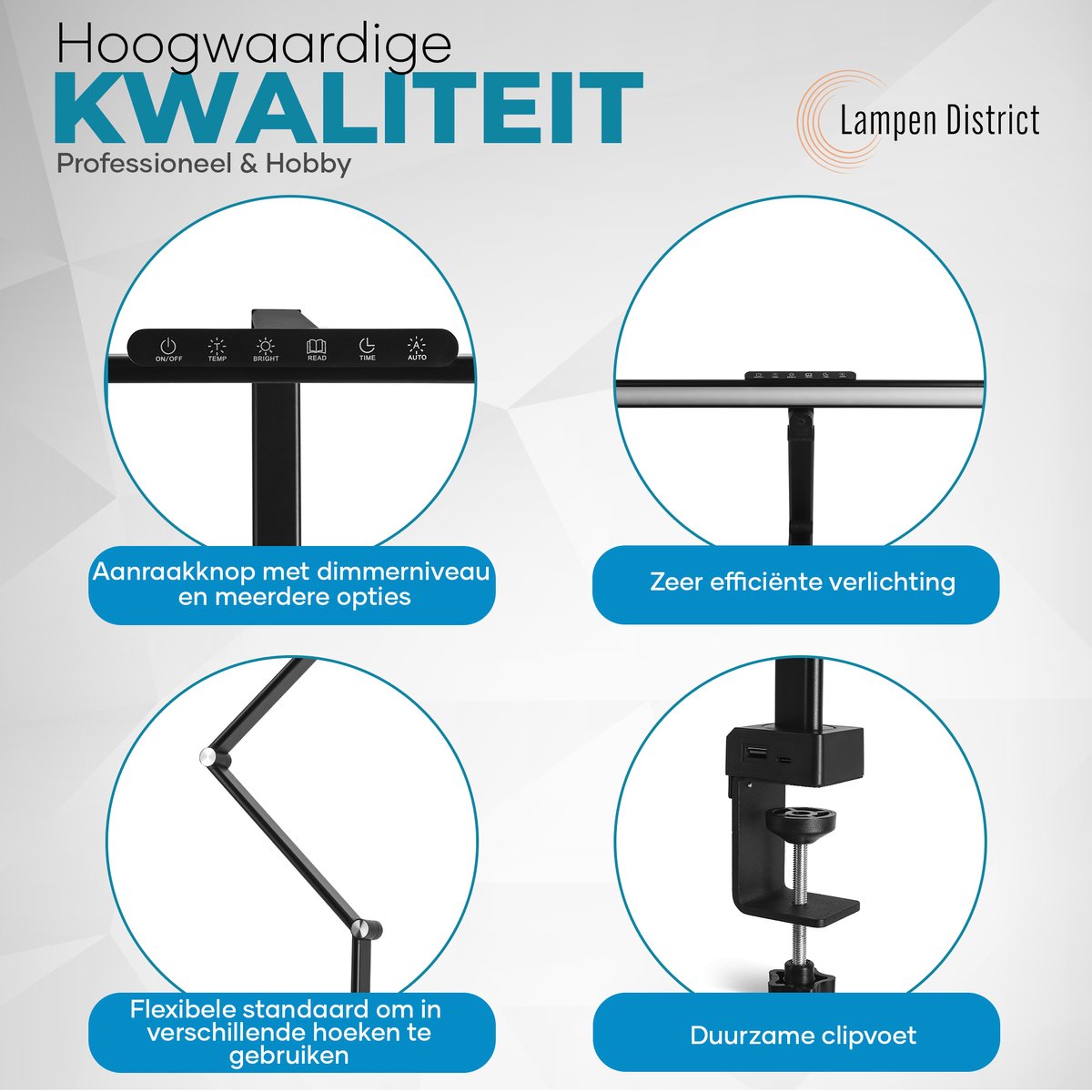 Lampen District LED bureaulamp - 60cm, CRI 97, instelbaar thumbnail 5