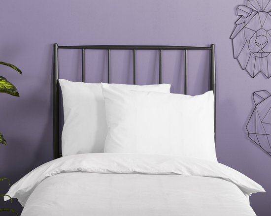 HIP dekbedovertrek effen kleur - 1 persoons 140x200/220 cm - Wit - 100% Katoen satijn