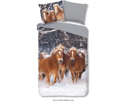 Good Morning dekbedovertrek haflinger paarden - 1 persoons 140x200/220 cm - Multi - 100% Katoen flanel