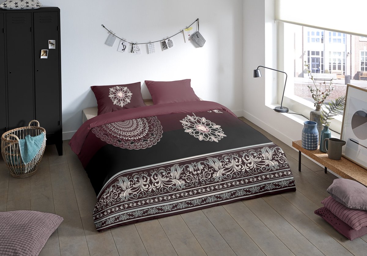Pure Dekbedovertrek "mandala's" - Bordeaux - (200x200/220 cm) - Microfiber