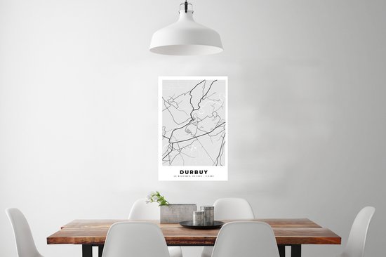 Affiche België – Durbuy – City Map – Map – Zwart Wit – Carte - 60x90 cm