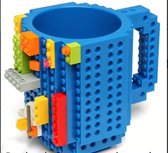 Lego Compatible Mug-Build-on Mug Blauw - 350ml - geschenk voor Lego Fan - Pennenbeker