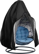Afdekhoes voor hangstoel, met ritssluiting, outdoor, waterdicht, winddicht, anti-stof, anti-UV, 210D Oxford-stof voor hangstoel beschermhoes, 190 x 115 cm (zwart)