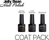 Jelly Bean Nail Polish Gel Nagellak - Coatpack - Base & Top coat nagellak set - Gel nagellak - UV gellak set - 2xTopcoat - Basecoat - UV Nagellak 8ml