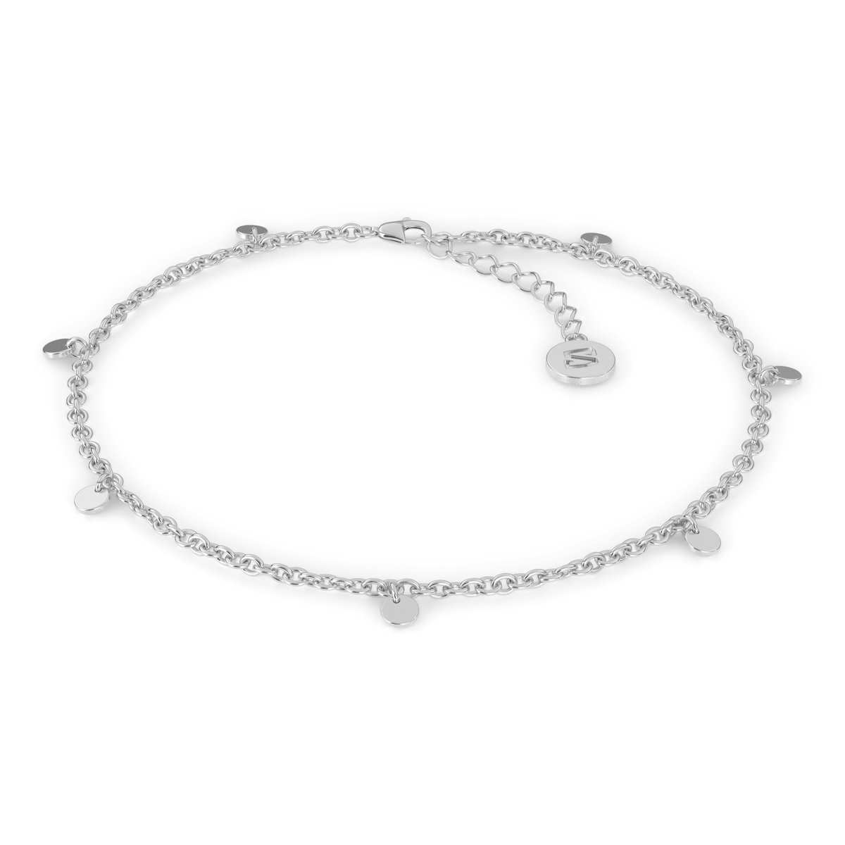 SERASAR Dames 925 Enkelbandje [Coin] met Muntteken - Zilver - Cadeaus voor Meisjes