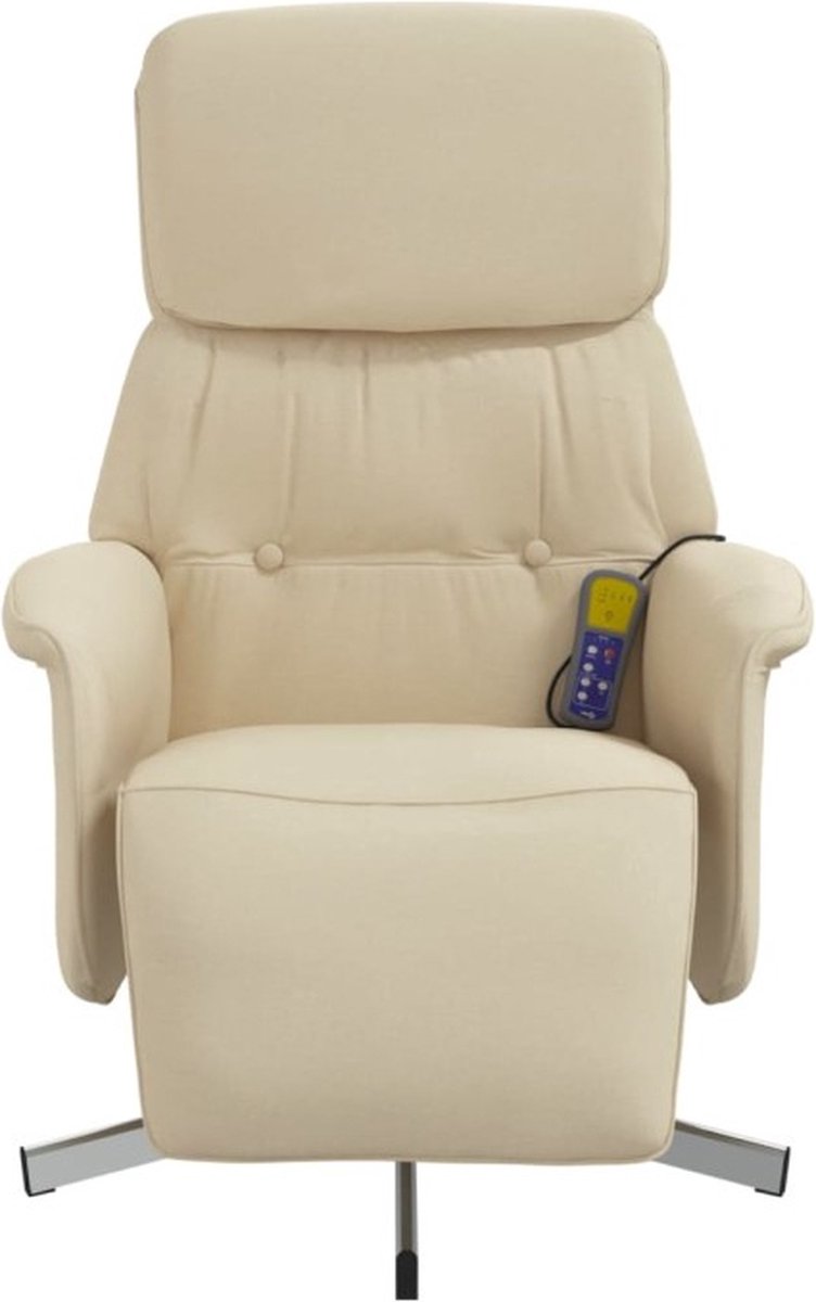 Afbeelding 2 van vidaXL Massagestoel Verstelbaar Crèmekleurig met Voetensteun