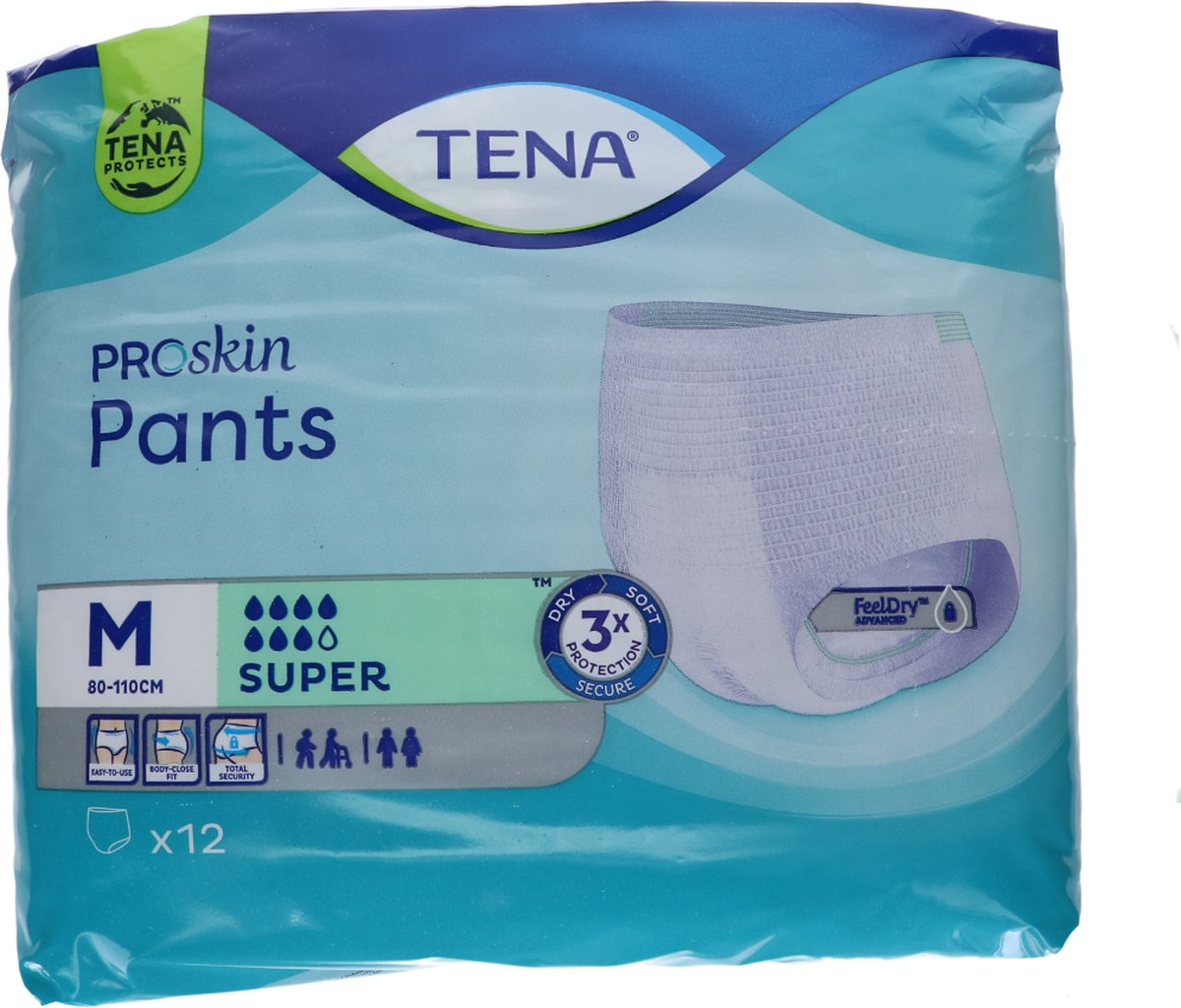 Goedkoopste Voordeelverpakking 4 X TENA Proskin Pants super - Medium, 12st (793520