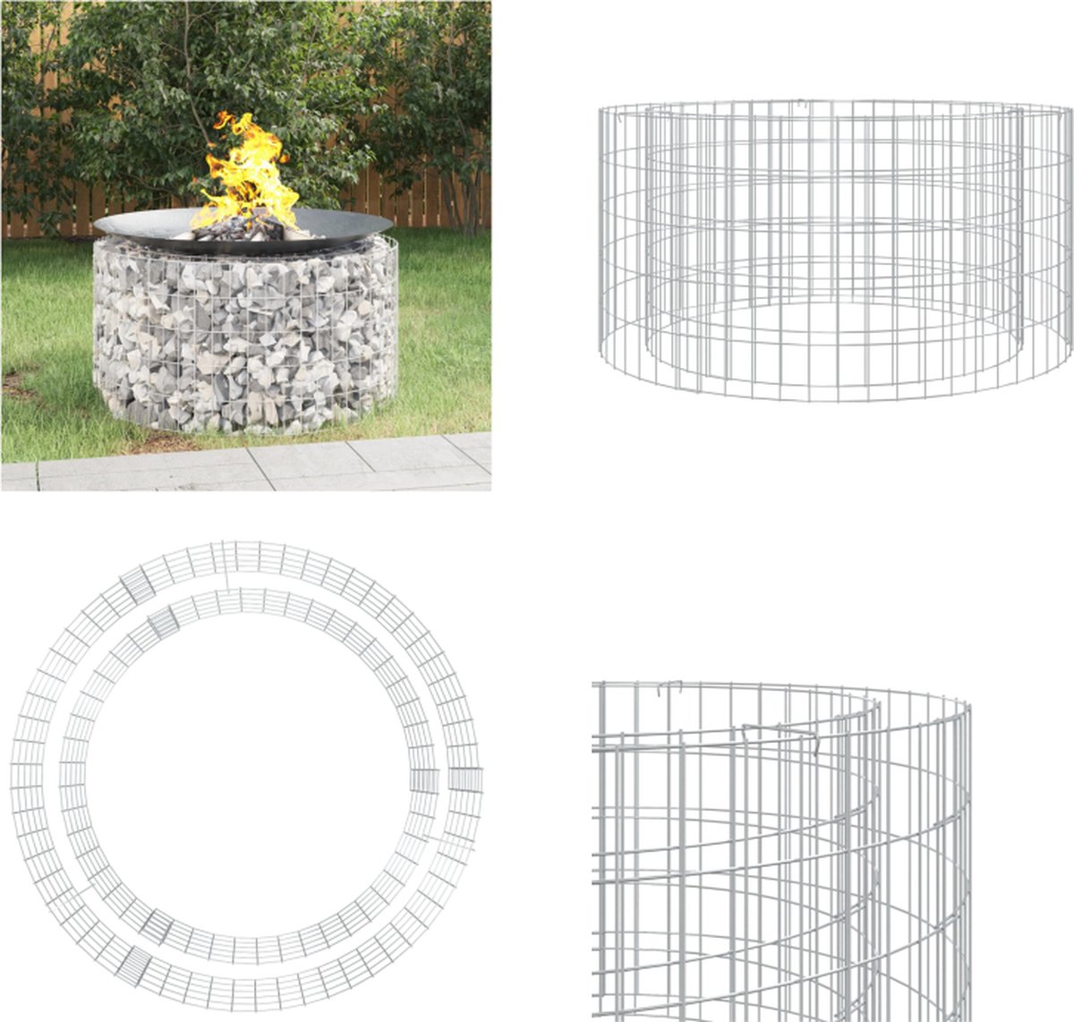 VidaXL Schanskorf vuurplaats Ø 100 cm gegalvaniseerd ijzer Schanskorf Vuurplaats Schanskorf Vuurplaatsen Schanskorf Haard Schanskorf Barbecue