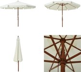 vidaXL Parasol met houten paal 330 cm zandwit - Parasol - Parasols - Buitenparasol - Buitenparasols