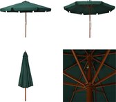 vidaXL Parasol met houten paal 330 cm groen - Parasol - Parasols - Buitenparasol - Buitenparasols