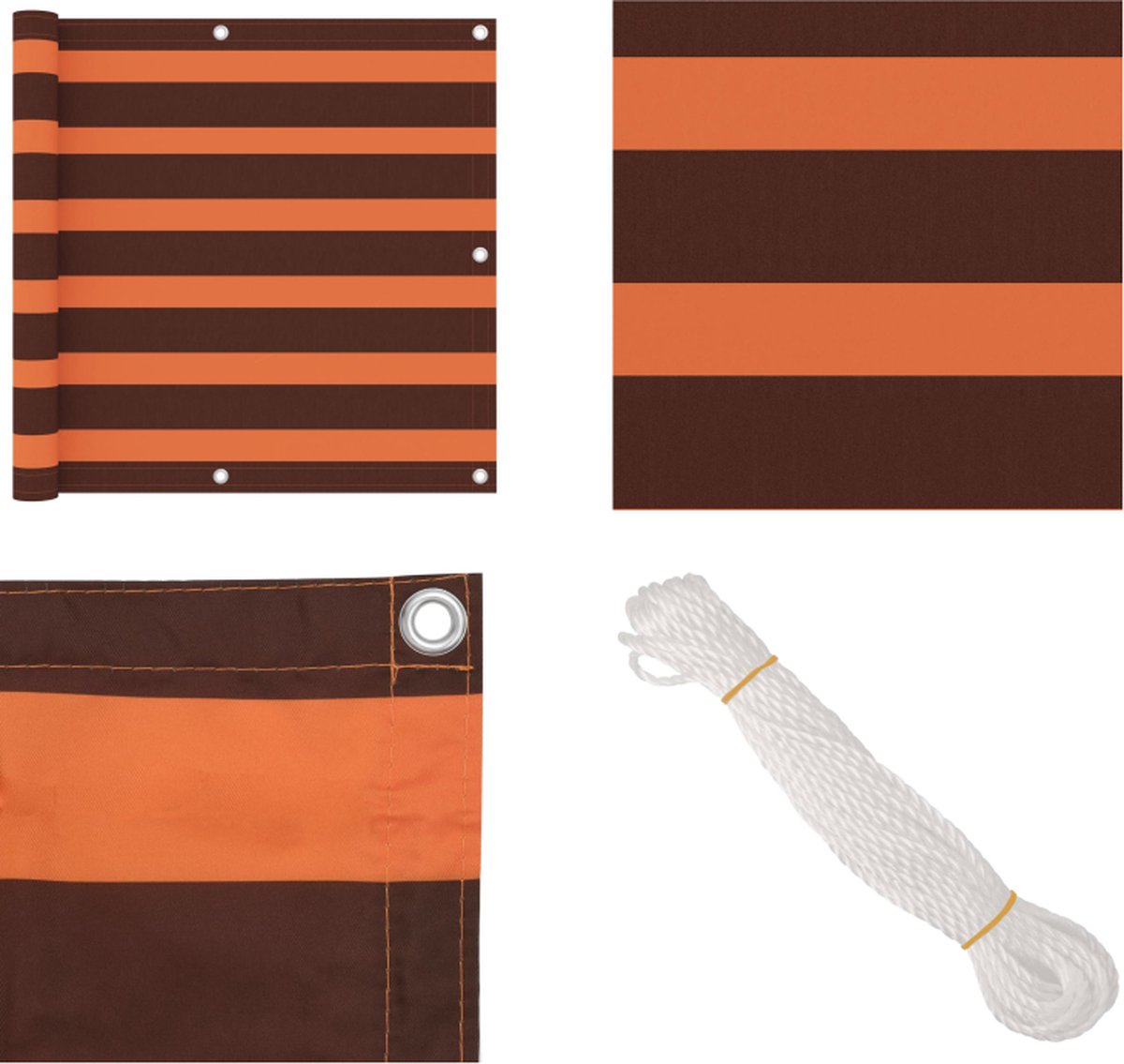 VidaXL Balkonscherm 90x600 cm oxford stof oranje en bruin Balkonscherm Balkonschermen Scherm Schermen