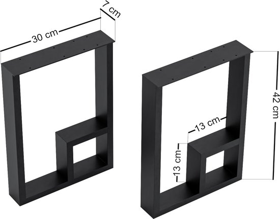 Stalen onderstel Kauhava set van 2 tafelpoot 42x30x7 cm zwart