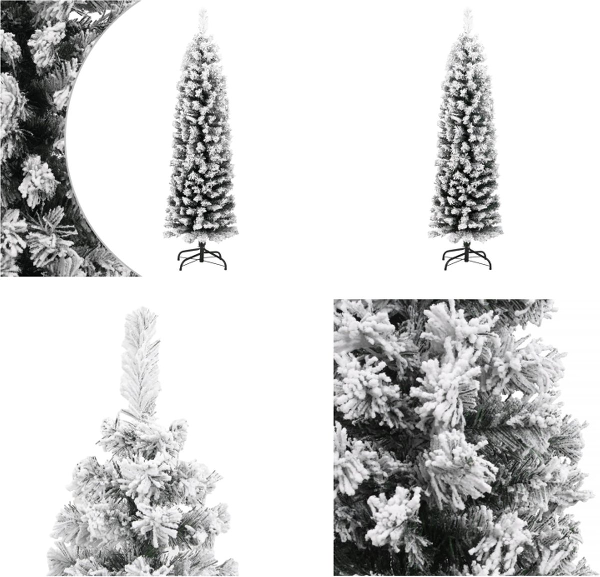 vidaXL Kunstkerstboom met sneeuw smal 150 cm PVC groen - Kunstboom - Kunstbomen - Kunstkerstboom - Kunstkerstbomen