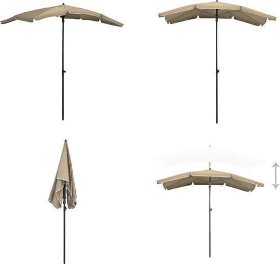 VidaXL Ombrellone Da Giardino Rettangolare 200x130 Cm Con Manovella - Nero