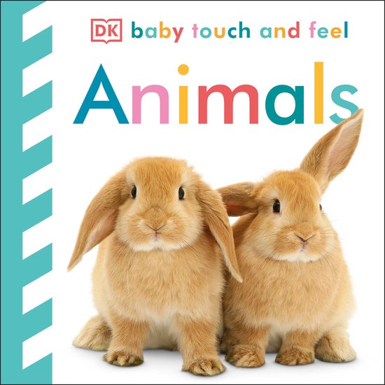 Boek 'DK baby touch and feel Animals' met twee oranje konijnen voorop.
