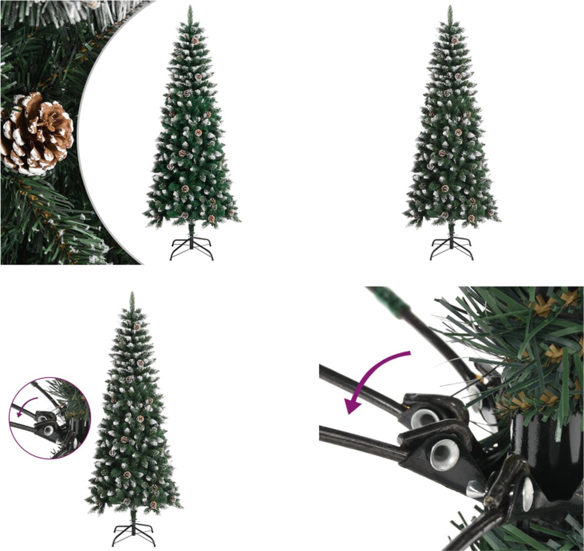 vidaXL Kunstkerstboom met standaard 210 cm PVC groen - Kerstboom - Kerstbomen - Kunstkerstboom - Kunstboom